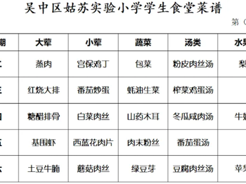 姑苏实验小学第6周食堂菜谱
