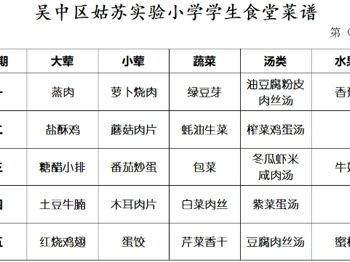 姑苏实验小学第9周食堂菜谱